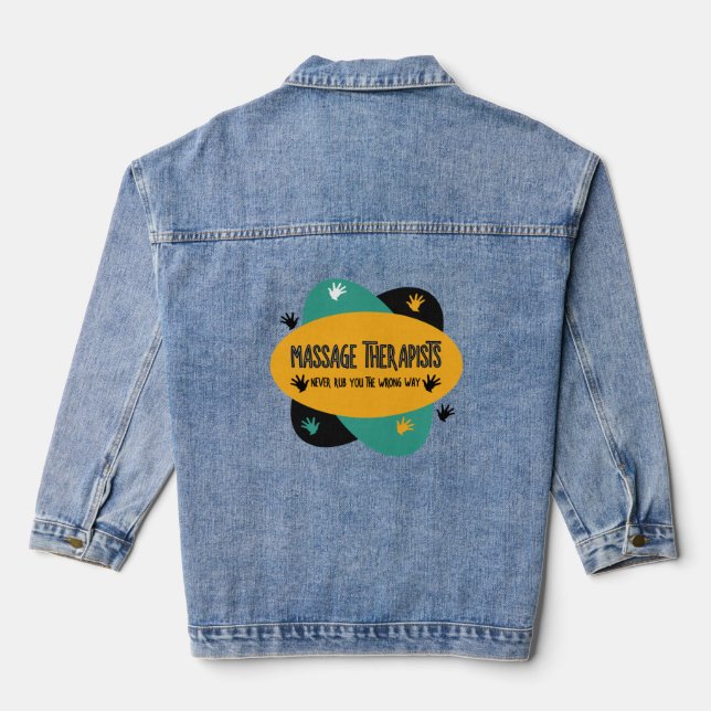 Massage Therapists Hands Rub Colourful  Denim Jacket (Back)