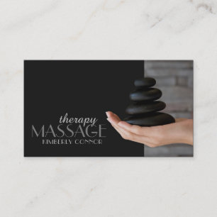 Massage Therapy Black Healing Stones Business Card