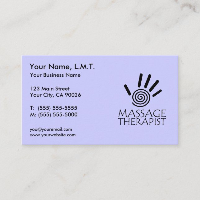 Massage Therapy Business Cards (Front)