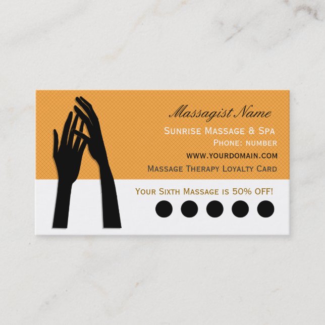 Massage Therapy Customer Loyalty Punch Card (Front)
