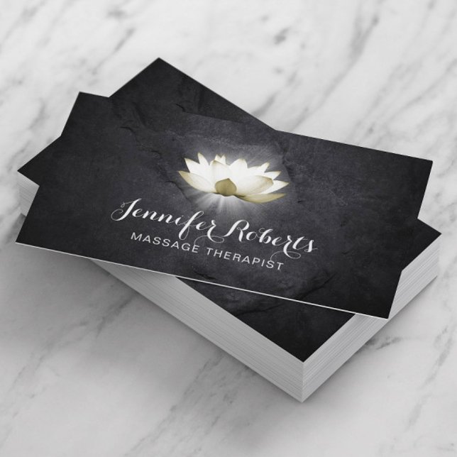 Massage Therapy Elegant Lotus Healing Salon Business Card (Creator Uploaded)