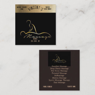 Massage Therapy Gold & Black Business Card