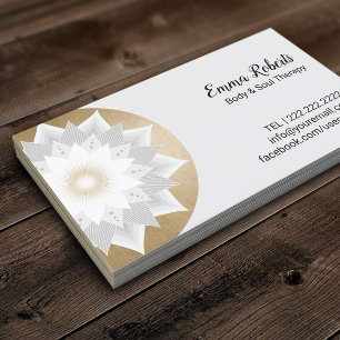 Massage Therapy Gold Lotus Flower Logo Elegant Business Card
