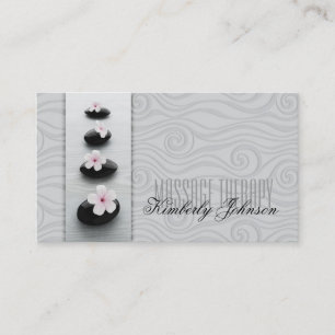 Massage Therapy Grey Curves & Black Stones Card