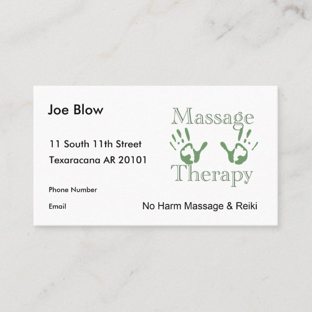 Massage therapy hand prints appointment card (Front)