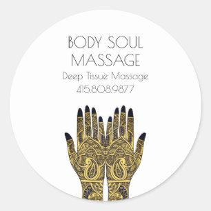Massage Therapy Hands Promotional  Classic Round Sticker