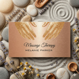 Massage Therapy Hands Rose Gold Business Card
