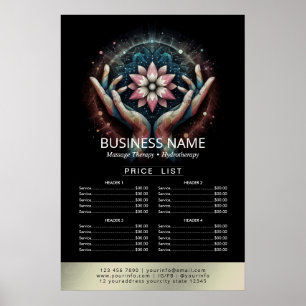 Massage Therapy Healing Hand Energy Spa Price List Poster