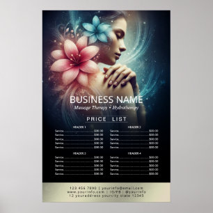 Massage Therapy Healing Hand Energy Spa Price List Poster
