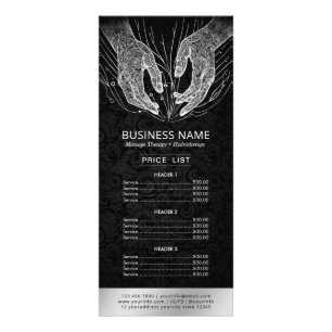 Massage Therapy Healing Hand Energy Spa Price List Rack Card