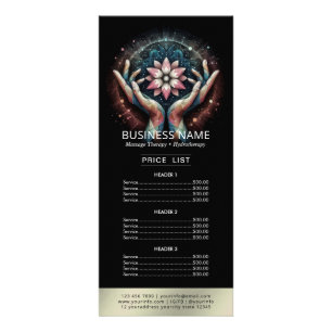 Massage Therapy Healing Hand Energy Spa Price List Rack Card