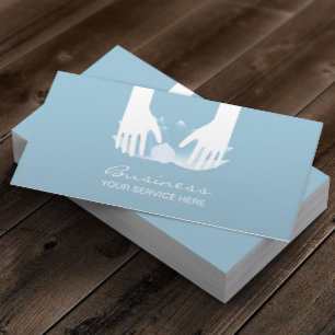 Massage Therapy Healing Hands & Blue Lotus Flower Business Card