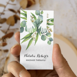 Massage Therapy Healing Hands Botanical Nature Spa Business Card