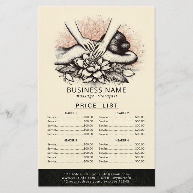 Massage Therapy Healing Hands Energy Spa Price Lis Flyer (Front)