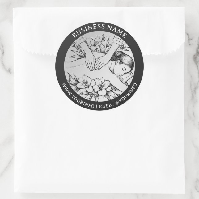 Massage Therapy Healing Hands Energy Spa Thank you Classic Round Sticker (Bag)