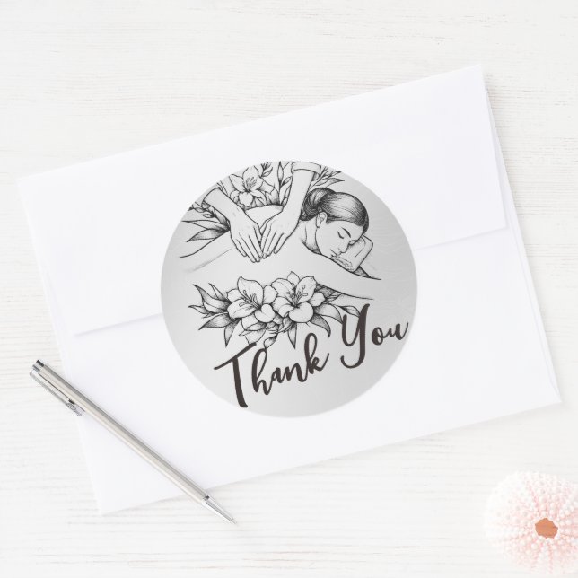 Massage Therapy Healing Hands Energy Spa Thank you Classic Round Sticker (Envelope)