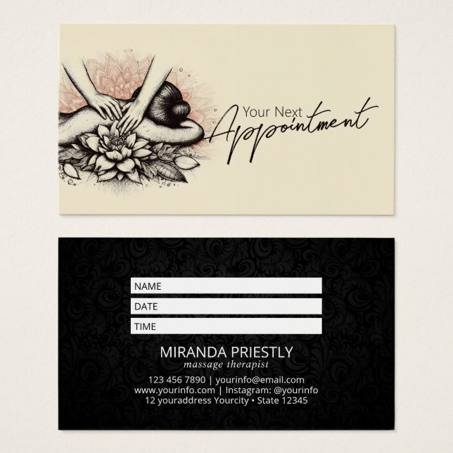 Massage Therapy Healing Hands Energy Spa Wellness (Front & Back)