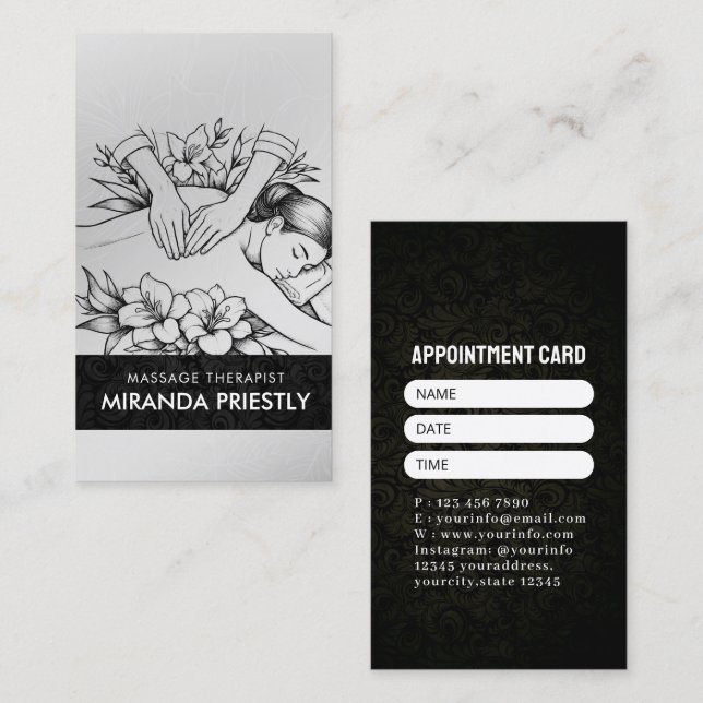 Massage Therapy Healing Hands Energy Spa Wellness Appointment Card (Front/Back)