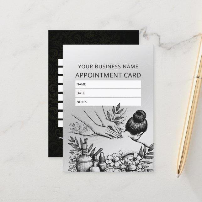 Massage Therapy Healing Hands Energy Spa Wellness Appointment Card (Front/Back In Situ)