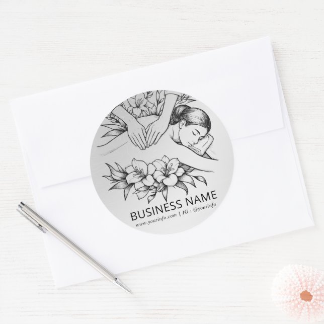 Massage Therapy Healing Hands Energy Spa Wellness Classic Round Sticker (Envelope)