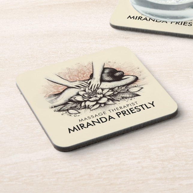 Massage Therapy Healing Hands Energy Spa Wellness Coaster (Left Side)