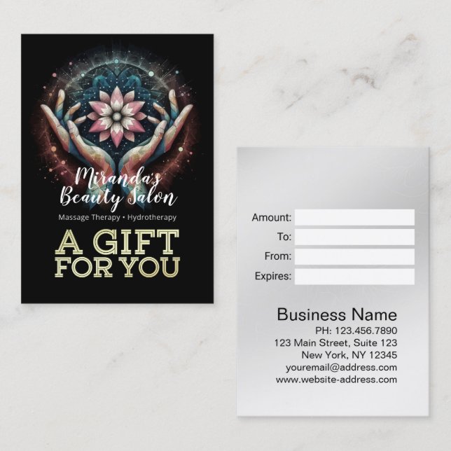 Massage Therapy Healing Hands Energy Spa Wellness Discount Card (Front/Back)