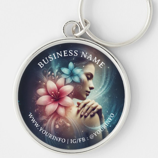 Massage Therapy Healing Hands Energy Spa Wellness Key Ring (Front)