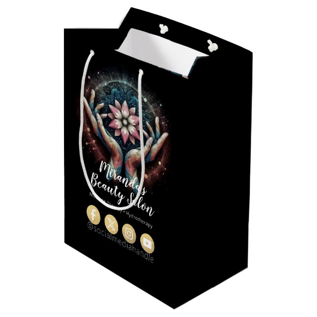 Massage Therapy Healing Hands Energy Spa Wellness Medium Gift Bag (Back Angled)