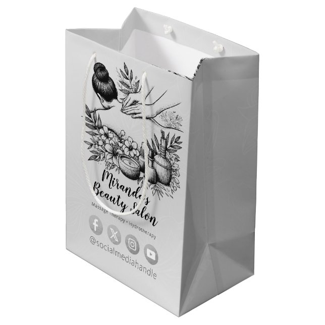 Massage Therapy Healing Hands Energy Spa Wellness Medium Gift Bag (Back Angled)