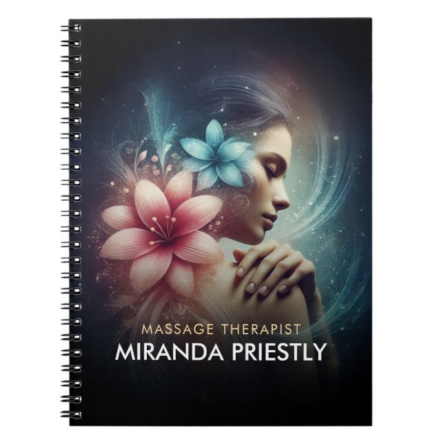 Massage Therapy Healing Hands Energy Spa Wellness Notebook (Front)