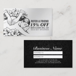 Massage Therapy Healing Hands Energy Spa Wellness Referral Card