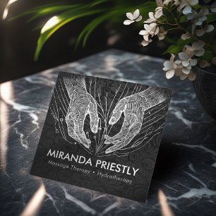 Massage Therapy Healing Hands Energy Spa Wellness Square Business Card