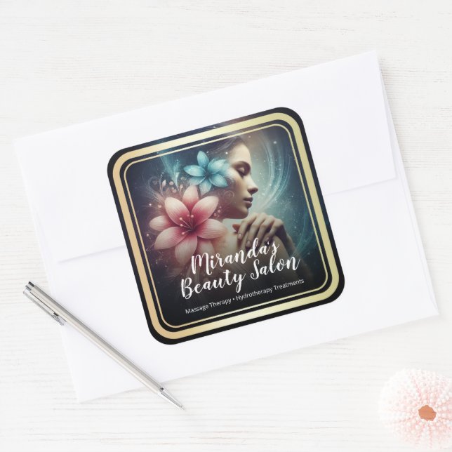 Massage Therapy Healing Hands Energy Spa Wellness Square Sticker (Envelope)