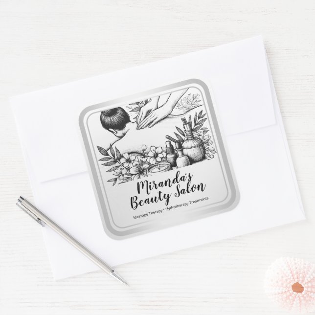 Massage Therapy Healing Hands Energy Spa Wellness Square Sticker (Envelope)