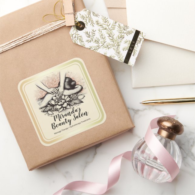 Massage Therapy Healing Hands Energy Spa Wellness Square Sticker (Gifting)