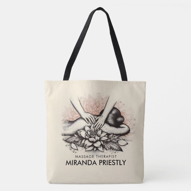 Massage Therapy Healing Hands Energy Spa Wellness Tote Bag (Front)