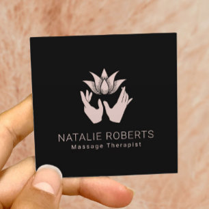 Massage Therapy Healing Hands & Lotus Flower Spa Square Business Card
