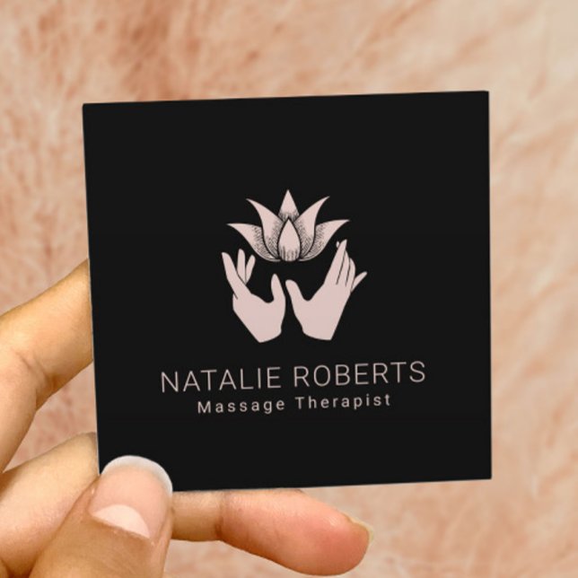 Massage Therapy Healing Hands & Lotus Flower Spa Square Business Card (Creator Uploaded)