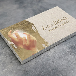 Massage Therapy Healing Hands Reiki Gold Strokes Business Card