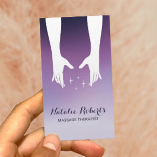 Massage Therapy Healing Hands Spa Purple Ombre Business Card