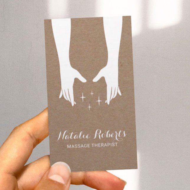 Massage Therapy Healing Hands Spa Rustic Kraft Business Card (Creator Uploaded)