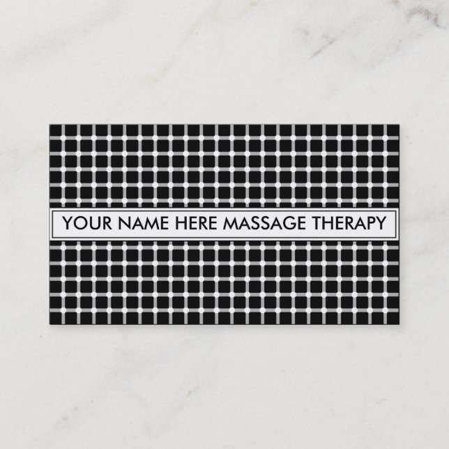 MASSAGE THERAPY ILLUSION BLACK BUSINESS CARD (Front)