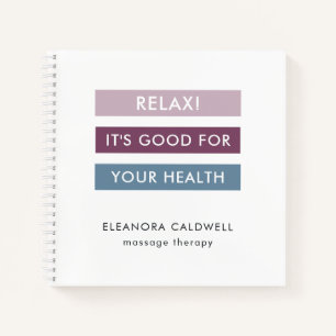 Massage Therapy Modern Stripes Tag Line Notebook