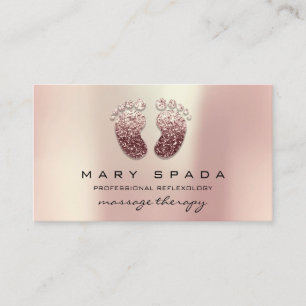 Massage Therapy Reflexology Feet Pink Rose Gold Business Card