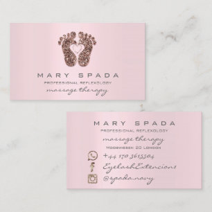 Massage Therapy Reflexology Feet Pink Rose Pink Business Card