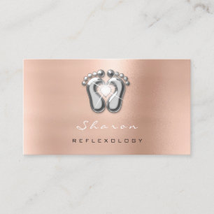 Massage Therapy Reflexology Rose Gold Grey Spark Business Card