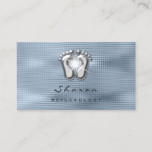 Massage Therapy Reflexology Therapist Silver Blue Business Card