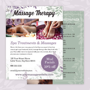 Massage Therapy Services Flyer with Price List