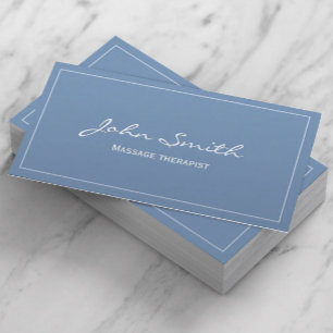 Massage Therapy Simple Plain Blue Business Card