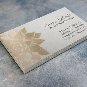 Massage Therapy Spa Gold Floral Vintage Linen Business Card